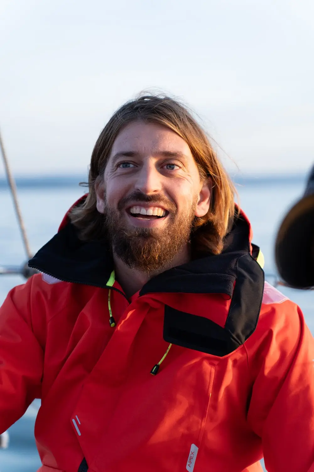 Michal Hrivnák, founder of Tangreto, on board at sunset