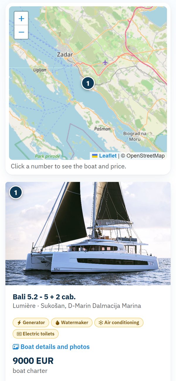 Boat offers on a map