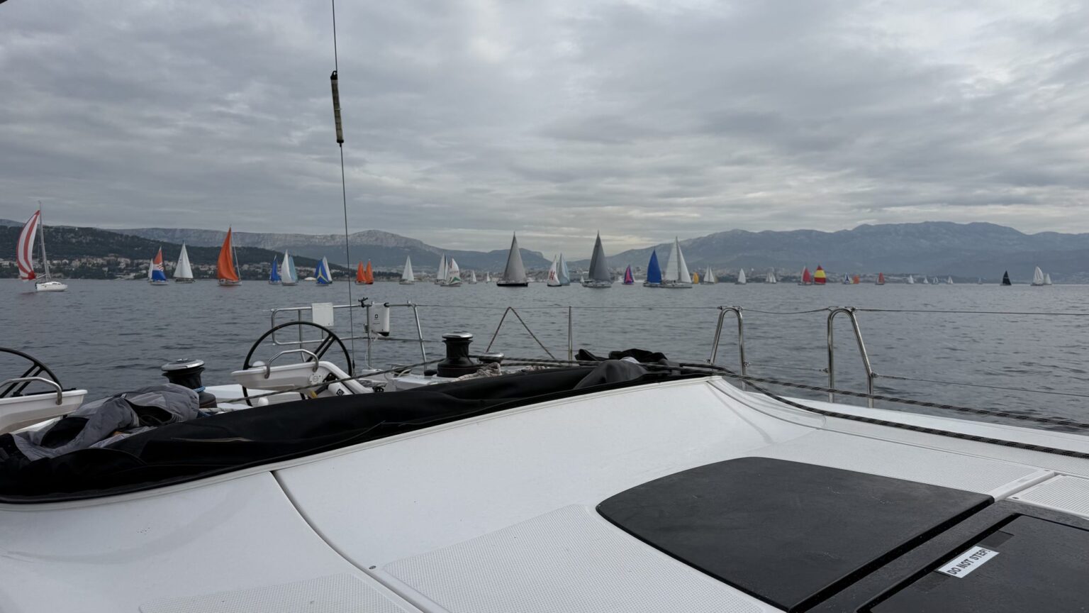 The Viška Regatta fleet off Split, seen from the deck of LOKI
